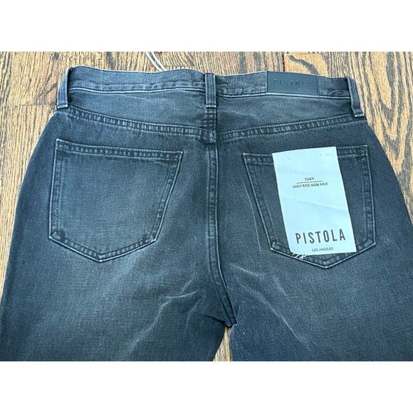 PISTOLA Eden Jeans Womens Size 26 Black Denim High Rise Mom Kick Straight NWT - Picture 8 of 9